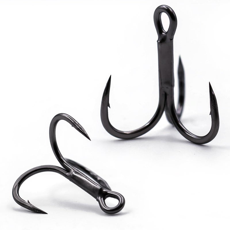 FishTrip Treble Fishing Hooks 4X Strong,10pcs/Pack Black Triple Hooks High Carbon Steel,Replacement Hooks on Hard Lures for Freshwater Saltwater Size 1/0 - Image 1